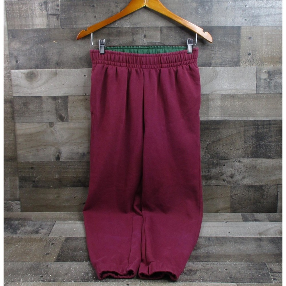 Lacoste Pants Mens 32 Burgundy Fleece Jogger Sweatpants Elastic Cuffs Casual